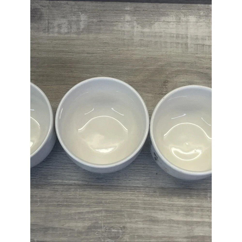 Japanese Vintage Asian Black & White Calligraphy Tea Cups Vintage set of 4